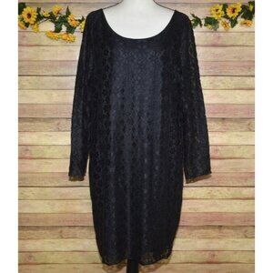 Star Vixen Black Floral Lace Midi Shift Dress 3X LBD Evening Wear Night Out Sexy